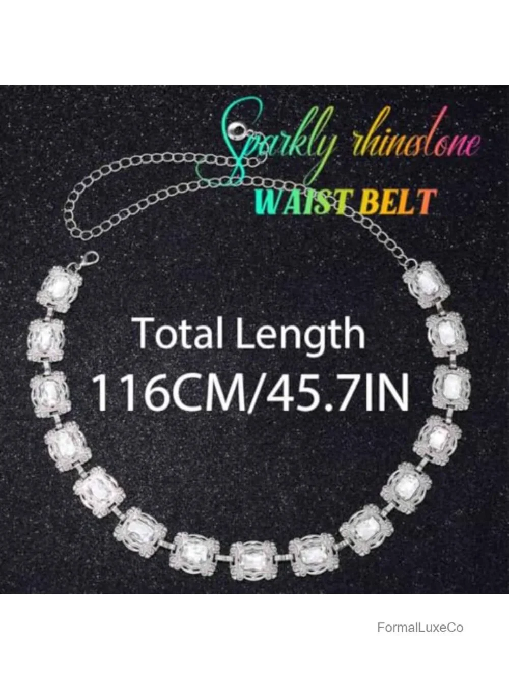 Bling Rhinestone Chain Belt Sparkly Adjustable Waist Chain Fancy Dress Belt